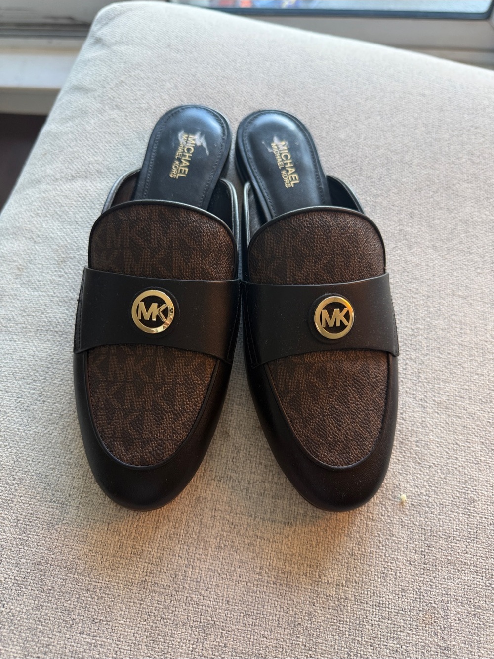 Michael Kors Women’s Brown Logo Slip-On Loafers mule